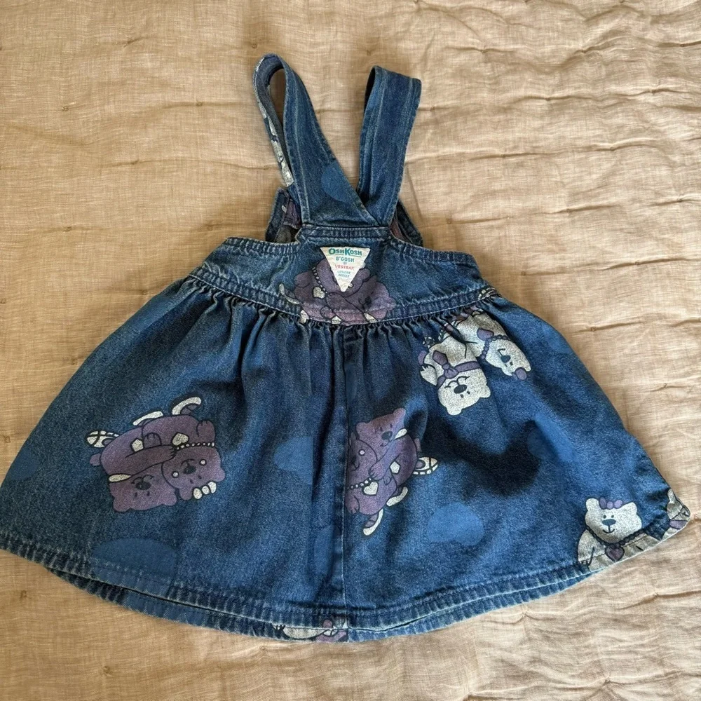 Vintage Oshkosh Bgosh Denim Bear Dress Jumper Size 3T